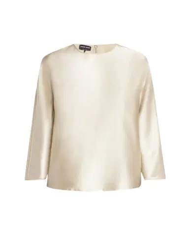 Giorgio Armani Tonal Piping Long-Sleeve Silk Blouse | Thumbnail 1