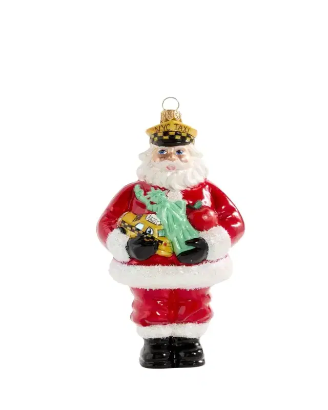 NYC Cabbie Santa with Statue of Liberty Christmas Ornament