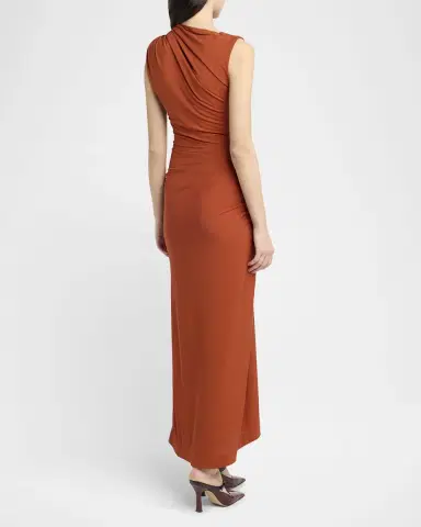 Bottega Veneta Drop Detail Gathered Matte Crepe Jersey Maxi Dress | Thumbnail 2 Bottega Veneta Drop Detail Gathered Matte Crepe Jersey Maxi Dress | Thumbnail 2