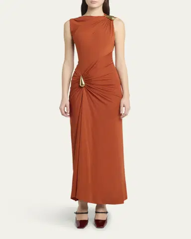 Bottega Veneta Drop Detail Gathered Matte Crepe Jersey Maxi Dress | Thumbnail 11 Bottega Veneta Drop Detail Gathered Matte Crepe Jersey Maxi Dress | Thumbnail 11