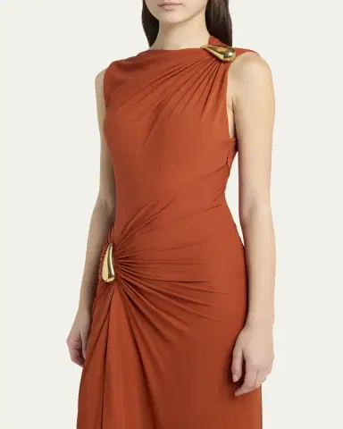 Bottega Veneta Drop Detail Gathered Matte Crepe Jersey Maxi Dress | Thumbnail 14 Bottega Veneta Drop Detail Gathered Matte Crepe Jersey Maxi Dress | Thumbnail 14