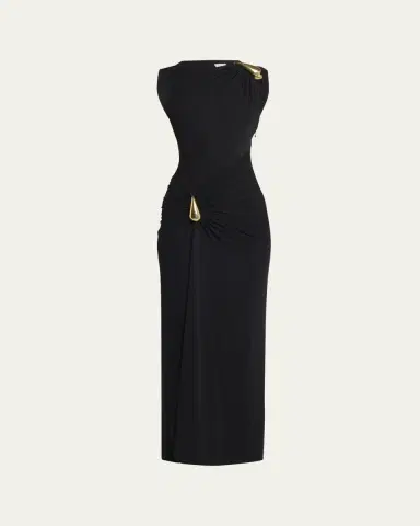Bottega Veneta Drop Detail Gathered Matte Crepe Jersey Maxi Dress | Thumbnail 5 Bottega Veneta Drop Detail Gathered Matte Crepe Jersey Maxi Dress | Thumbnail 5