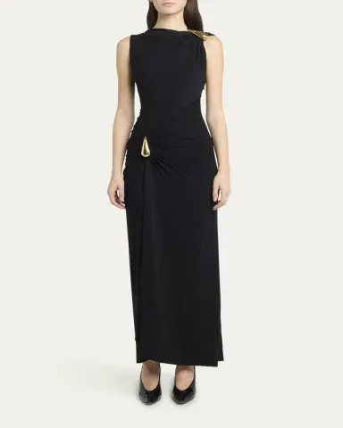 Bottega Veneta Drop Detail Gathered Matte Crepe Jersey Maxi Dress | Thumbnail 6 Bottega Veneta Drop Detail Gathered Matte Crepe Jersey Maxi Dress | Thumbnail 6
