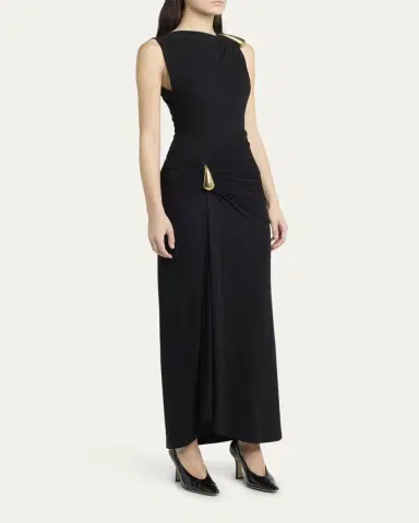 Bottega Veneta Drop Detail Gathered Matte Crepe Jersey Maxi Dress | Thumbnail 8 Bottega Veneta Drop Detail Gathered Matte Crepe Jersey Maxi Dress | Thumbnail 8