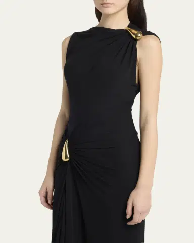 Bottega Veneta Drop Detail Gathered Matte Crepe Jersey Maxi Dress | Thumbnail 9 Bottega Veneta Drop Detail Gathered Matte Crepe Jersey Maxi Dress | Thumbnail 9