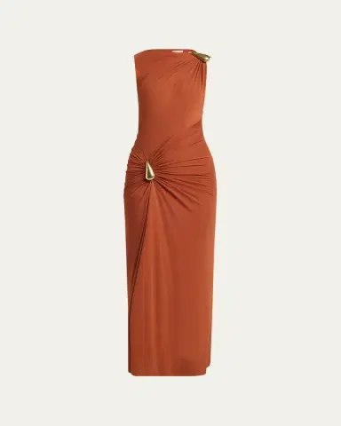 Bottega Veneta Drop Detail Gathered Matte Crepe Jersey Maxi Dress | Thumbnail 10 Bottega Veneta Drop Detail Gathered Matte Crepe Jersey Maxi Dress | Thumbnail 10