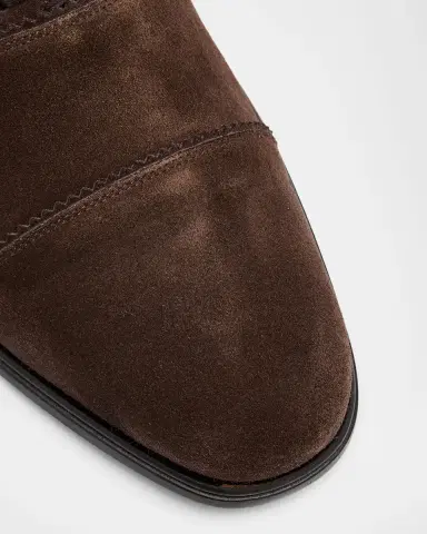 Ferragamo Men's Boston Suede Cap Toe Oxford Shoes | Thumbnail 4