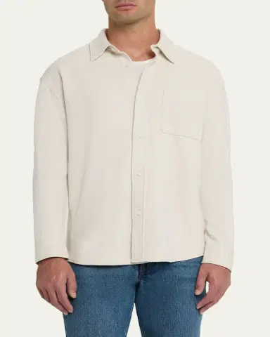 Frame Men's Cotton Waffle Texture Button-Down Shirt | Thumbnail 4 Frame Men's Cotton Waffle Texture Button-Down Shirt | Thumbnail 4