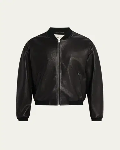 FRAME Men's Leather Full-Zip Bomber Jacket | Thumbnail 5