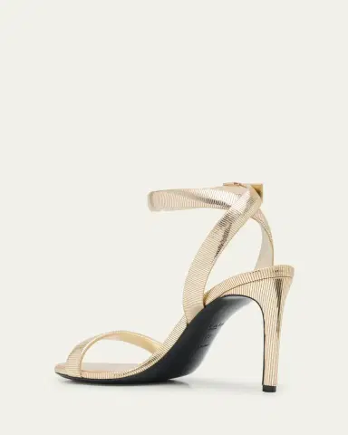 Alaïa Metallized Leather Ankle-Strap Sandals | Thumbnail 4