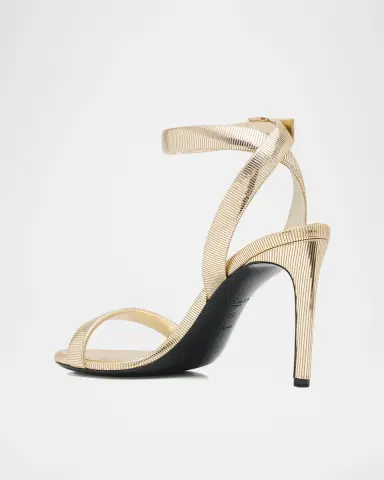 Alaïa Metallized Leather Ankle-Strap Sandals | Thumbnail 8