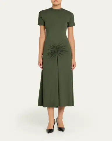 Victoria Beckham Blaire Gathered Waist Midi Dress | Thumbnail 2 Victoria Beckham Blaire Gathered Waist Midi Dress | Thumbnail 2