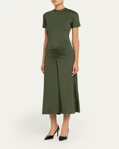 Victoria Beckham Blaire Gathered Waist Midi Dress | Thumbnail 4 Victoria Beckham Blaire Gathered Waist Midi Dress | Thumbnail 4
