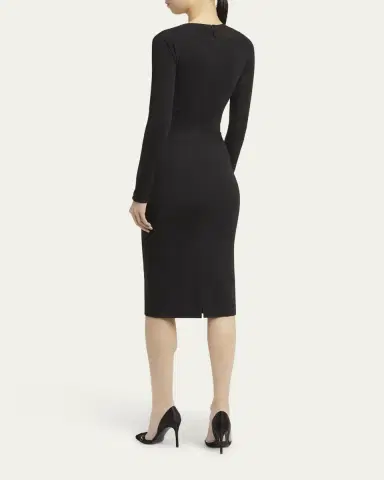 Giorgio Armani Ruched Jersey Long-Sleeve Midi Dress | Thumbnail 3 Giorgio Armani Ruched Jersey Long-Sleeve Midi Dress | Thumbnail 3