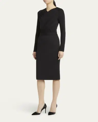 Giorgio Armani Ruched Jersey Long-Sleeve Midi Dress | Thumbnail 4 Giorgio Armani Ruched Jersey Long-Sleeve Midi Dress | Thumbnail 4