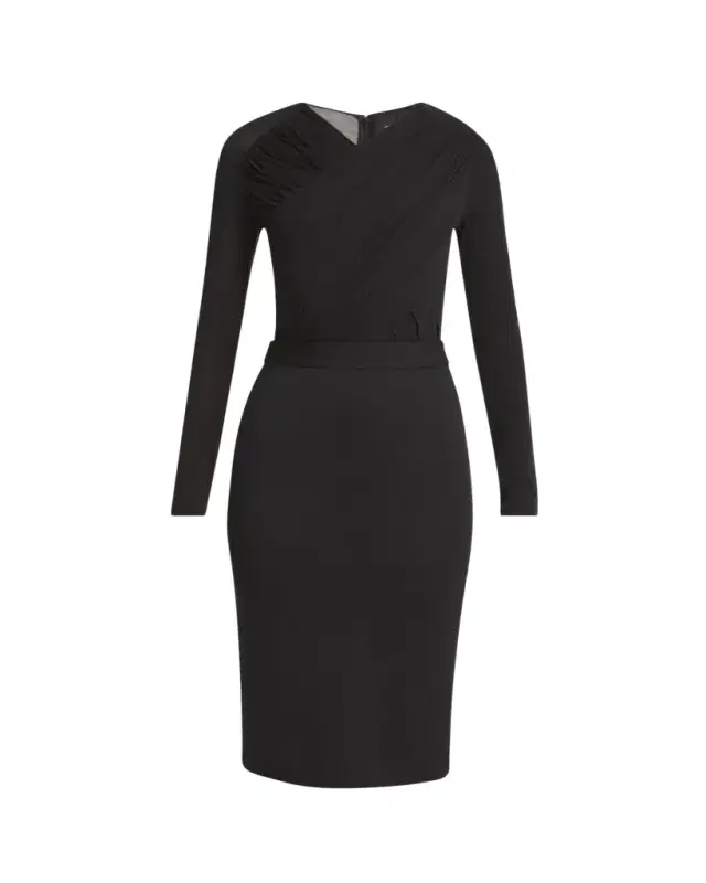 Giorgio Armani Ruched Jersey Long-Sleeve Midi Dress