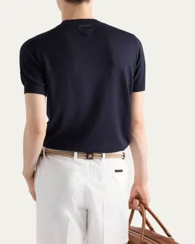 Prada Men's Cashmere and Silk Knit Short-Sleeve Sweater | Thumbnail 3