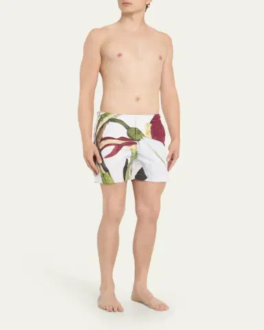 Orlebar Brown Men's Orchid Print Swim Shorts, 6" inseam | Thumbnail 2 Orlebar Brown Men's Orchid Print Swim Shorts, 6" inseam | Thumbnail 2