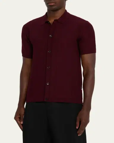 Orlebar Brown Men's Classic-Fit Pique Knit Short-Sleeve Shirt | Thumbnail 4 Orlebar Brown Men's Classic-Fit Pique Knit Short-Sleeve Shirt | Thumbnail 4