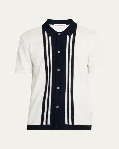 Orlebar Brown Men's Classic-Fit Pique Knit Short-Sleeve Shirt | Thumbnail 5