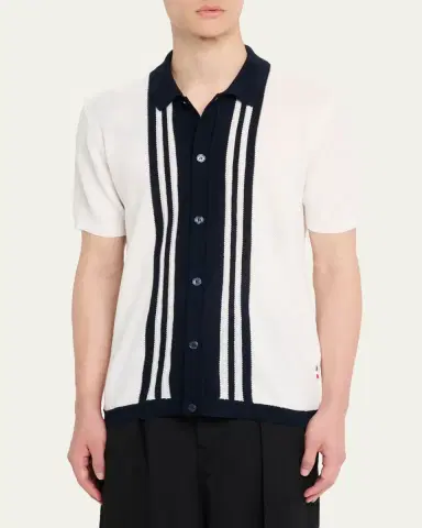 Orlebar Brown Men's Classic-Fit Pique Knit Short-Sleeve Shirt | Thumbnail 8