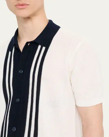 Orlebar Brown Men's Classic-Fit Pique Knit Short-Sleeve Shirt | Thumbnail 9