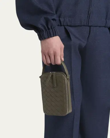 Bottega Veneta Men's Getaway Leather Crossbody Phone Pouch | Thumbnail 2