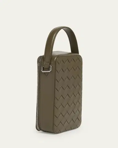 Bottega Veneta Men's Getaway Leather Crossbody Phone Pouch | Thumbnail 3