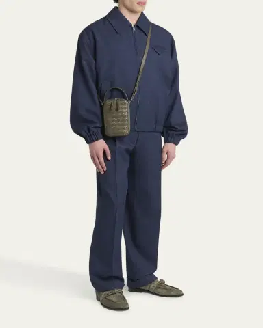 Bottega Veneta Men's Getaway Leather Crossbody Phone Pouch | Thumbnail 5