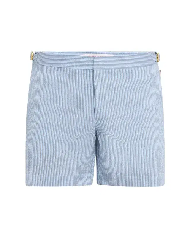 Men's Seersucker Stripe Mid-Length Swim Shorts