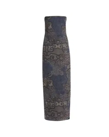 Giorgio Armani Strapless Tile-Print Silk Gown | Thumbnail 1