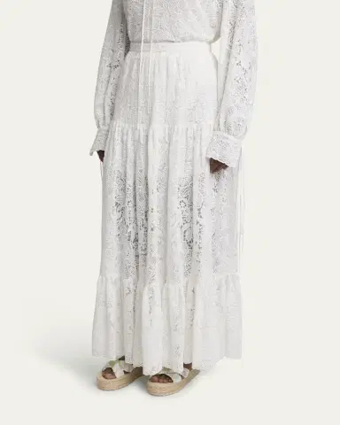 Erdem Tiered Floral Lace Skirt | Thumbnail 4