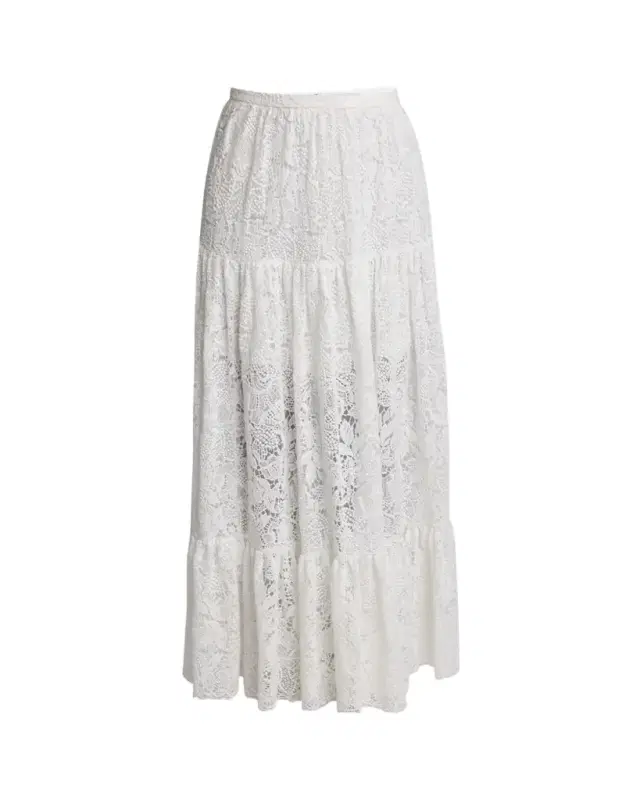 Tiered Floral Lace Skirt
