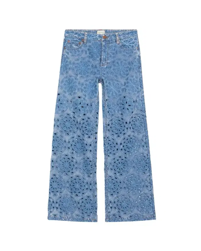 ALICE + OLIVIA Weezy Laser-Cut Wide-Leg Jeans