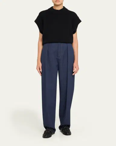 Bottega Veneta Melange Wool Drill Pleated Tapered-Leg Trousers | Thumbnail 2 Bottega Veneta Melange Wool Drill Pleated Tapered-Leg Trousers | Thumbnail 2