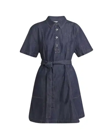 Bottega Veneta Short-Sleeve Belted Denim Shirtdress | Thumbnail 1 Bottega Veneta Short-Sleeve Belted Denim Shirtdress | Thumbnail 1