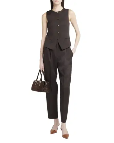 Giorgio Armani Pleated Wool Straight-Leg Ankle Trousers | Thumbnail 1 Giorgio Armani Pleated Wool Straight-Leg Ankle Trousers | Thumbnail 1