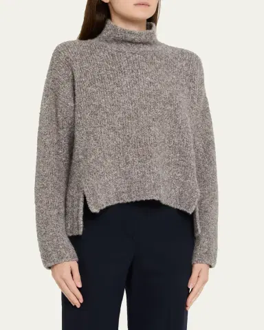 Giorgio Armani Cashmere-Silk Boucle Turtleneck Sweater | Thumbnail 4