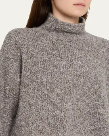Giorgio Armani Cashmere-Silk Boucle Turtleneck Sweater | Thumbnail 5