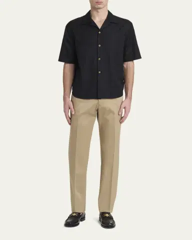 Versace Men's Tonal Barocco Camp Shirt | Thumbnail 2