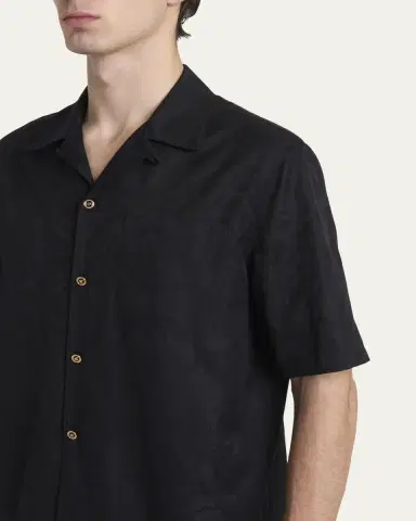 Versace Men's Tonal Barocco Camp Shirt | Thumbnail 5