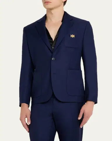 Versace Men's Wool Single-Breasted Blazer | Thumbnail 4