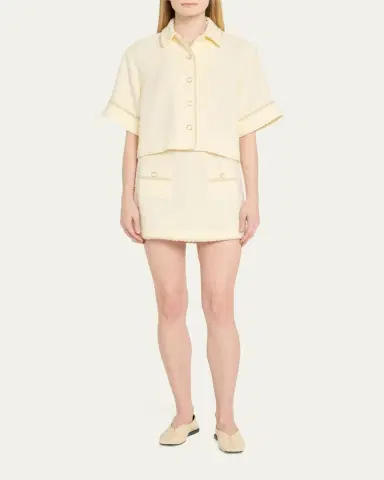 SIMKHAI Khloe Boucle Short-Sleeve Shirt | Thumbnail 2 SIMKHAI Khloe Boucle Short-Sleeve Shirt | Thumbnail 2