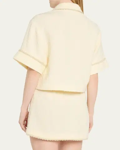 SIMKHAI Khloe Boucle Short-Sleeve Shirt | Thumbnail 3 SIMKHAI Khloe Boucle Short-Sleeve Shirt | Thumbnail 3