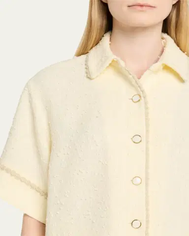 SIMKHAI Khloe Boucle Short-Sleeve Shirt | Thumbnail 5 SIMKHAI Khloe Boucle Short-Sleeve Shirt | Thumbnail 5