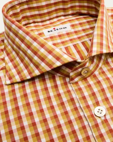 Kiton Men's Cotton Multi-Check Dress Shirt | Thumbnail 2