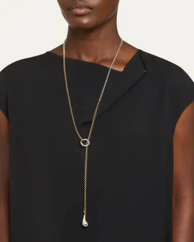 Bottega Veneta Silver and Gold Drop Chain Necklace | Thumbnail 2