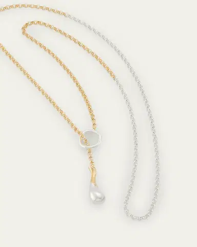 Bottega Veneta Silver and Gold Drop Chain Necklace | Thumbnail 3