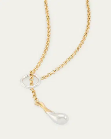 Bottega Veneta Silver and Gold Drop Chain Necklace | Thumbnail 4