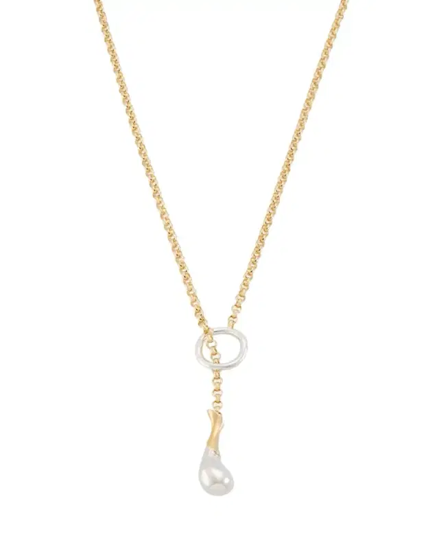Silver and Gold Drop Chain Necklace